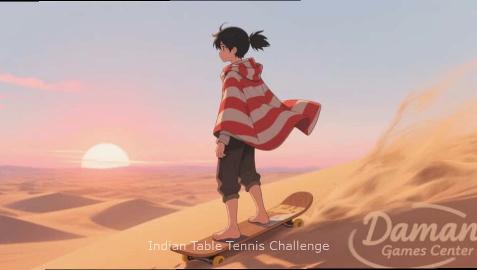Indian Table Tennis Challenge - Gameplay Scene Indian Table Tennis Challenge gameplay scene showing a match in a stadium with Indian spectators