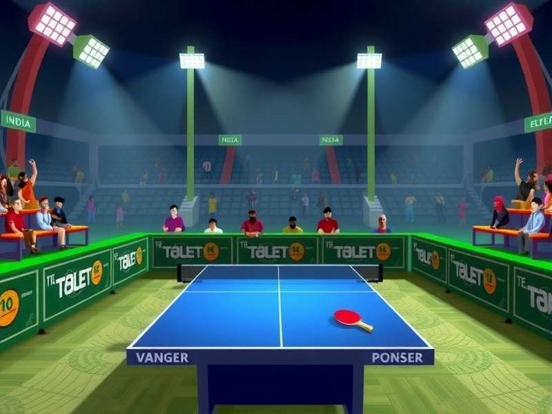Indian Table Tennis Challenge - Gameplay Scene Indian Table Tennis Challenge gameplay scene showing a match in a stadium with Indian spectators