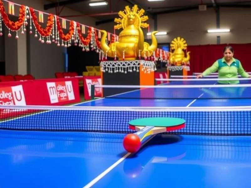 Indian Table Tennis Challenge - Diwali Event Diwali Tournament in Indian Table Tennis Challenge with festive lights and decorations