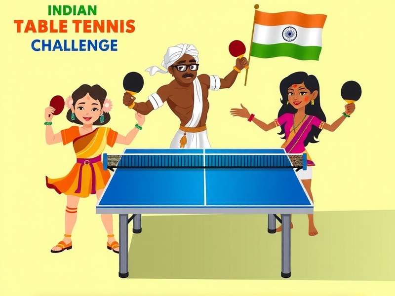 Indian Table Tennis Challenge - Regional Characters Indian Table Tennis Challenge regional characters showing diverse Indian cultural attire